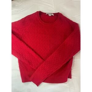 Women's Red Cable Knit Sweater Large EUC